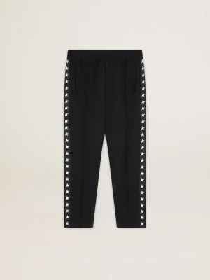 Discount Calça de jogging masculina preta com estrelas brancas nas laterais Jeans e calças