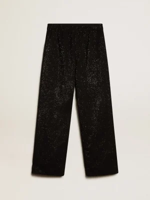Best Calça de jogging masculina em misto linho preto com lantejoulas Jeans e calças