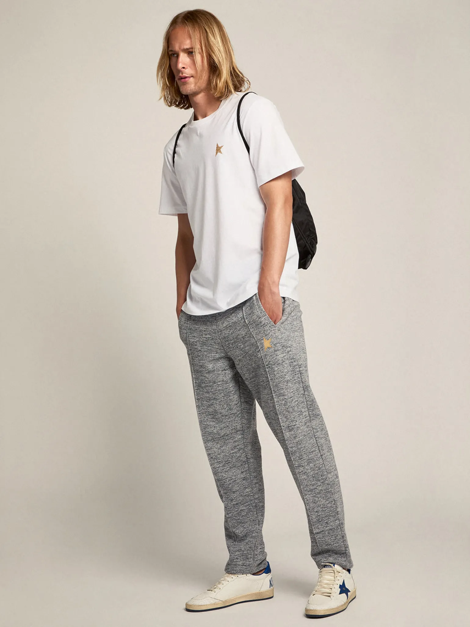 Store Calça de jogging masculina cinza com estrela dourada na frente Jeans e calças