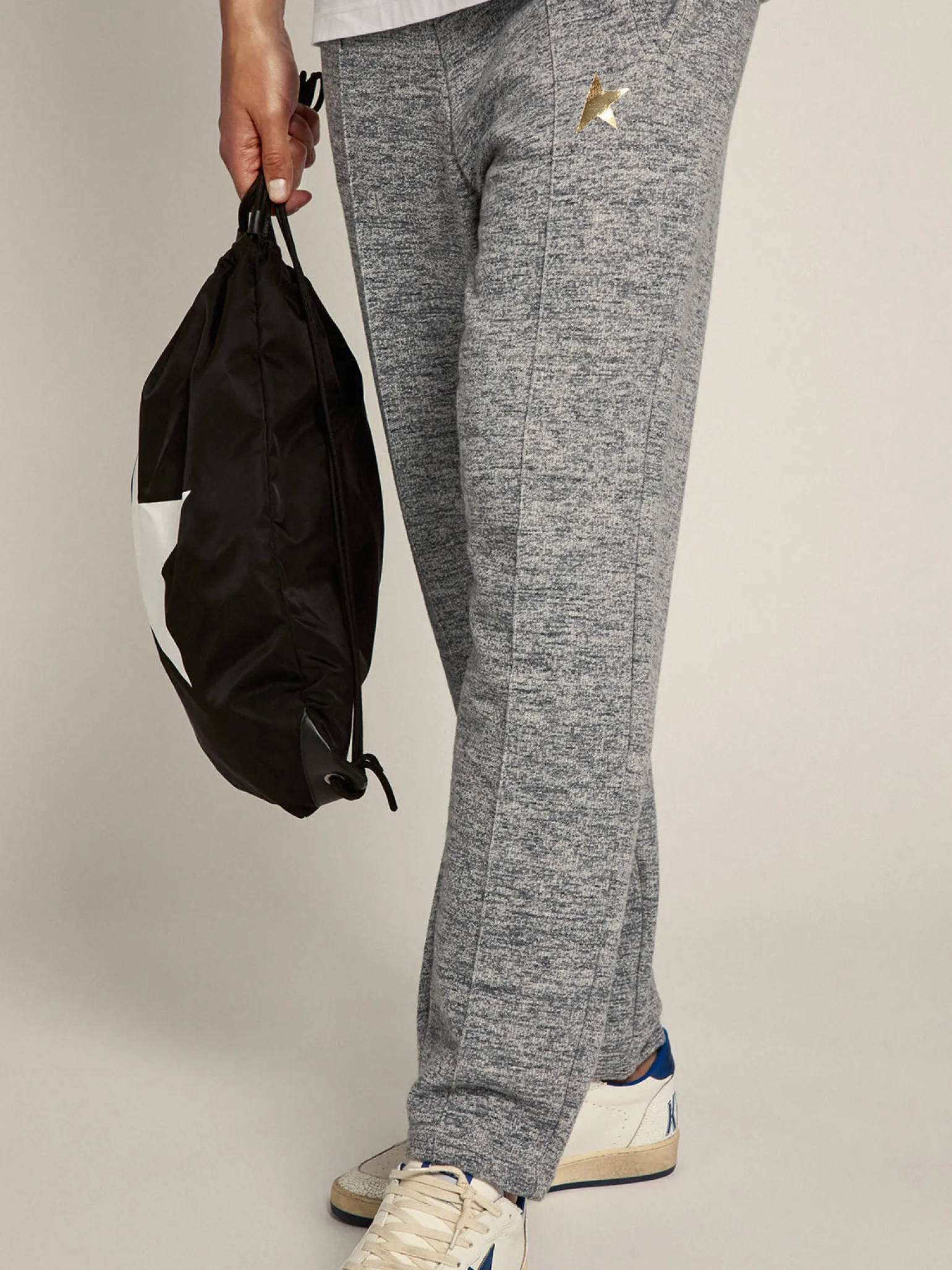 Store Calça de jogging masculina cinza com estrela dourada na frente Jeans e calças