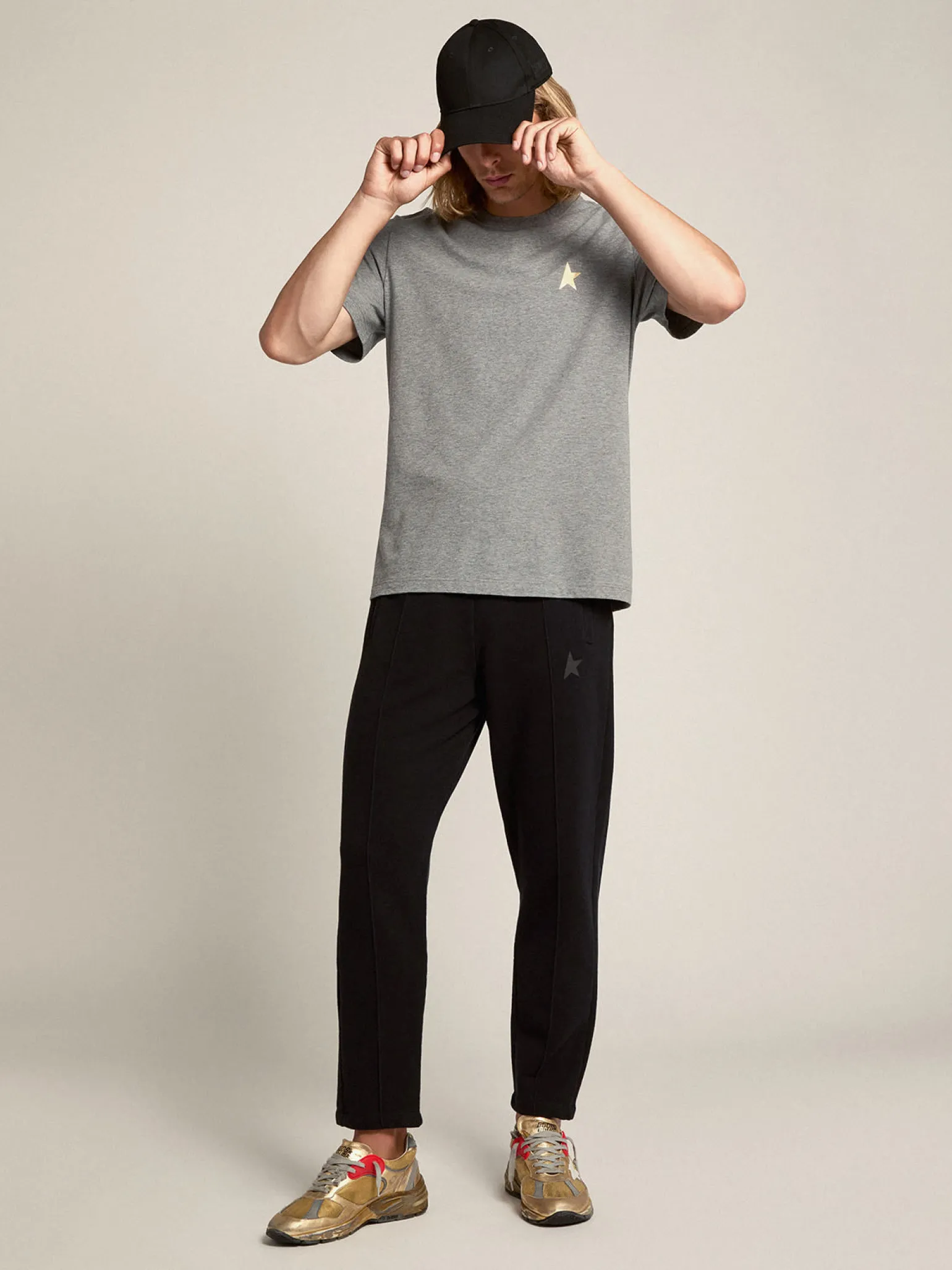 Outlet Calça de jogging masculina preta com estrela na frente Jeans e calças