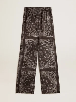 Shop Calça de jogging na cor antracite com estampa caxemira MULHER Jeans e calças