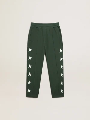 Best Sale Calça de jogging verde brilhante com estrelas em contraste Bottoms (4-12 years)