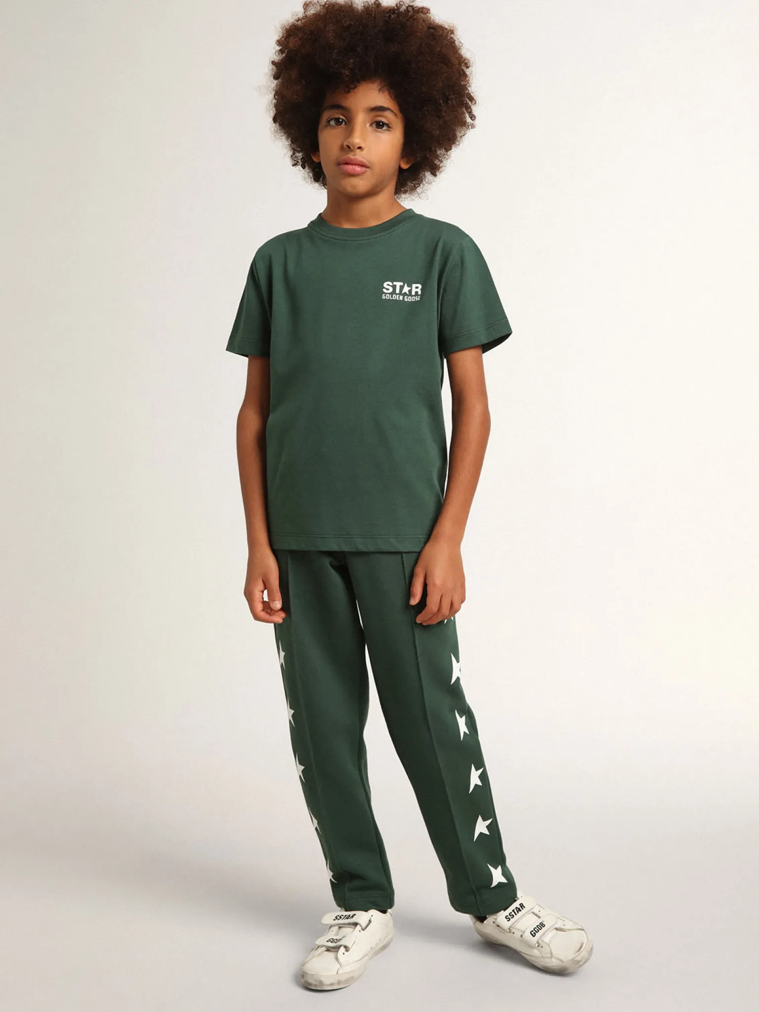 Best Sale Calça de jogging verde brilhante com estrelas em contraste Bottoms (4-12 years)
