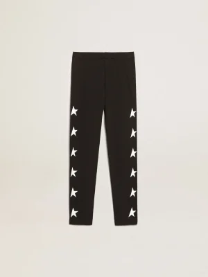 Store Calça de legging infantil feminina preta com estrelas brancas nas laterais Bottoms (4-12 years) | Bottoms (4-12 years)