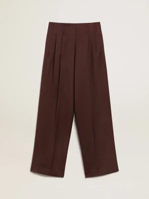 Fashion Calça feminina de gabardine de lã cor café MULHER Jeans e calças