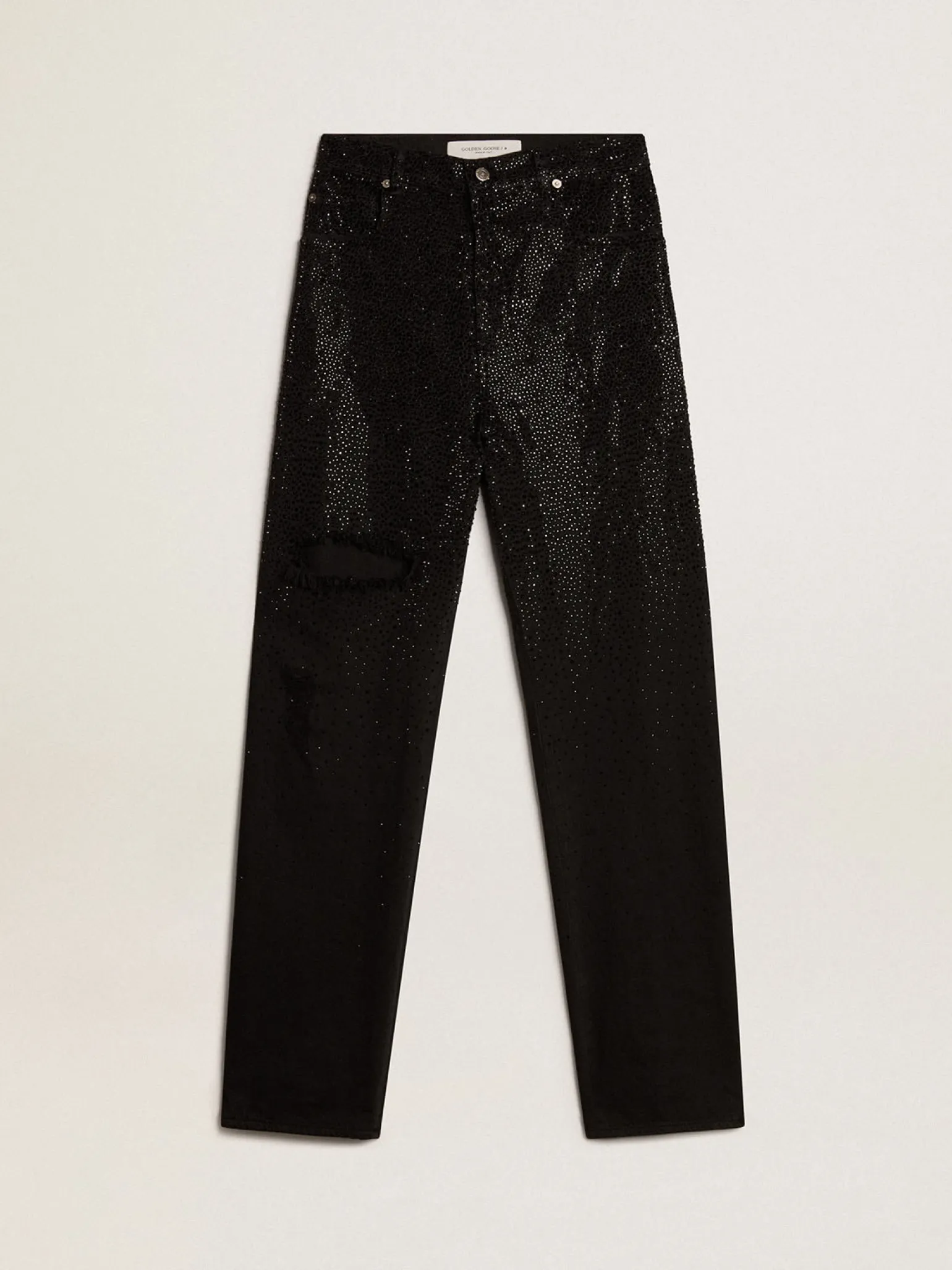 Cheap Calça feminina de jeans de algodão e cristais aplicados com efeito degradê MULHER Jeans e calças