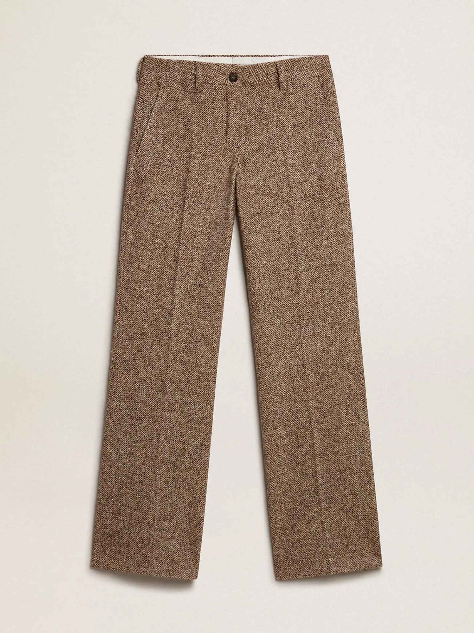 Sale Calça feminina de misto lã e seda bege e marrom MULHER Jeans e calças