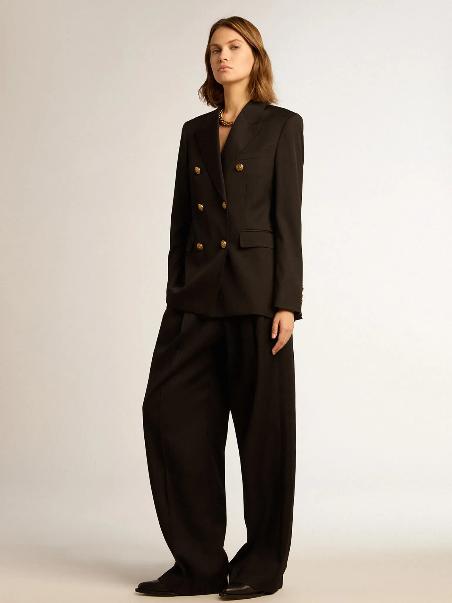 Best Calça feminina em gabardine de lã preta MULHER Jeans e calças