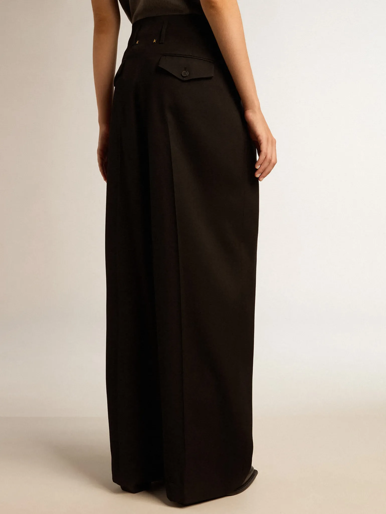 Best Calça feminina em gabardine de lã preta MULHER Jeans e calças