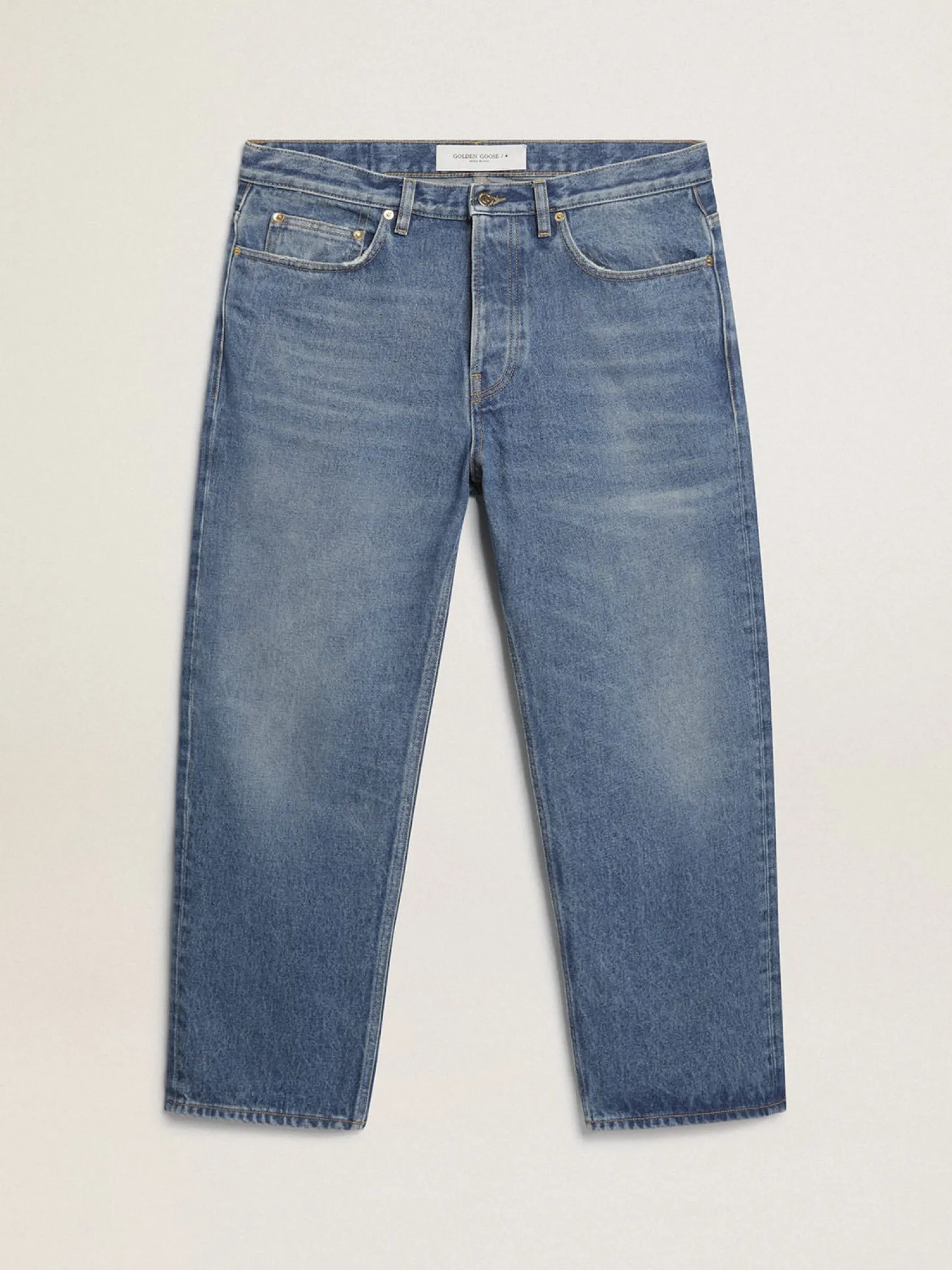 Fashion Calça jeans azul com efeito stonewashed Jeans e calças