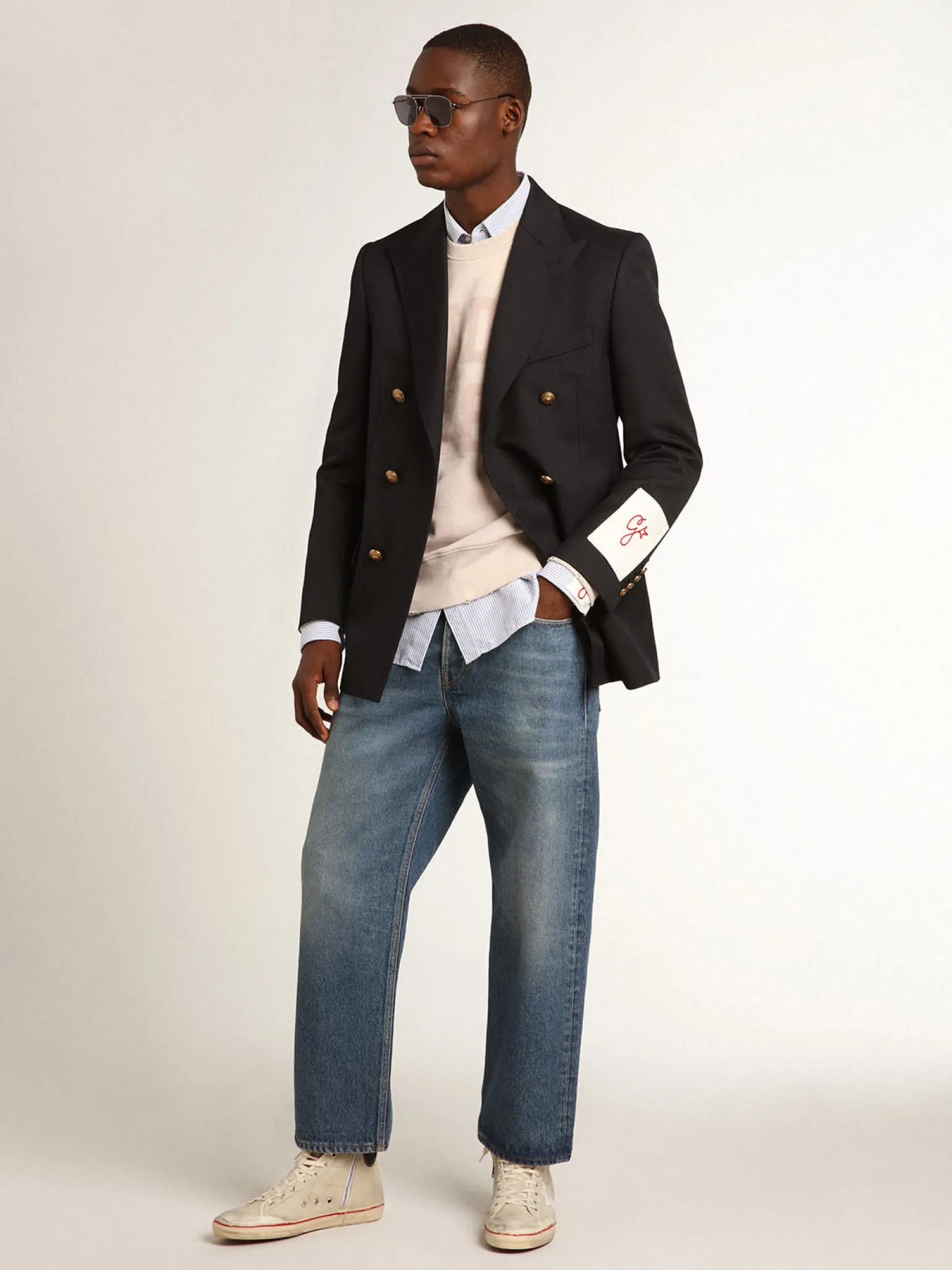 Fashion Calça jeans azul com efeito stonewashed Jeans e calças