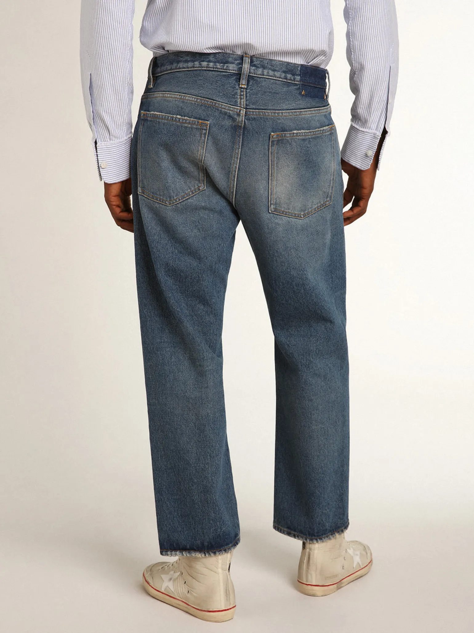 Fashion Calça jeans azul com efeito stonewashed Jeans e calças
