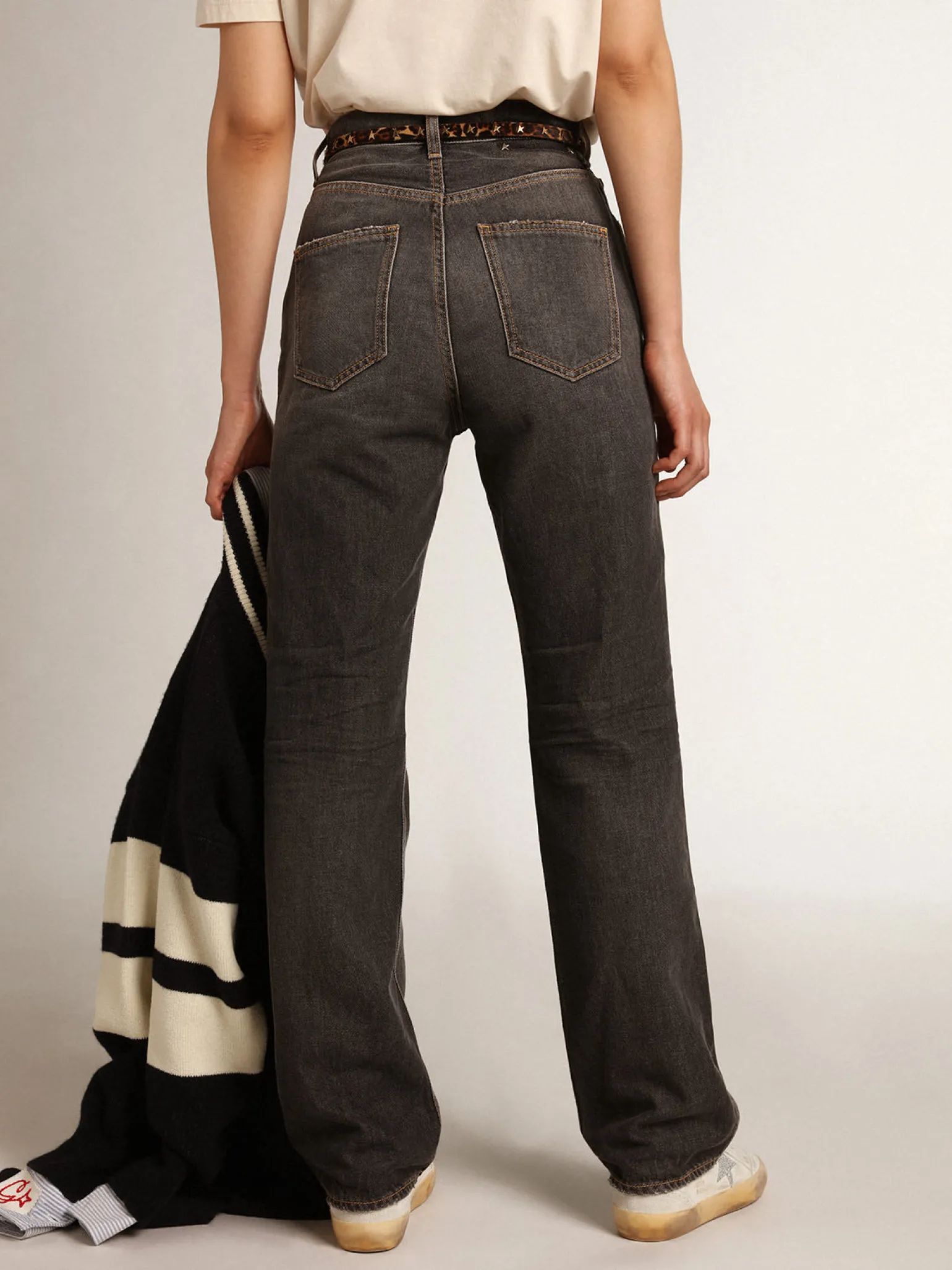 Outlet Calça jeans feminina preta com efeito desbotado MULHER Jeans e calças