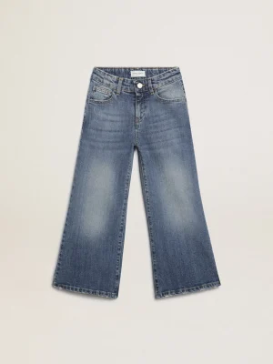 Cheap Calça jeans perna larga de sarja azul denim Bottoms (4-12 years)