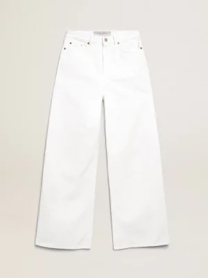 Online Calça jeans perna larga de sarja branca MULHER Jeans e calças