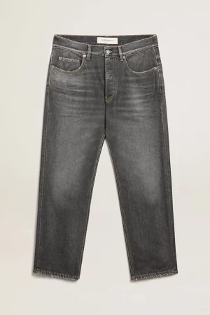 Discount Calça jeans preta masculina com efeito desbotado Jeans e calças