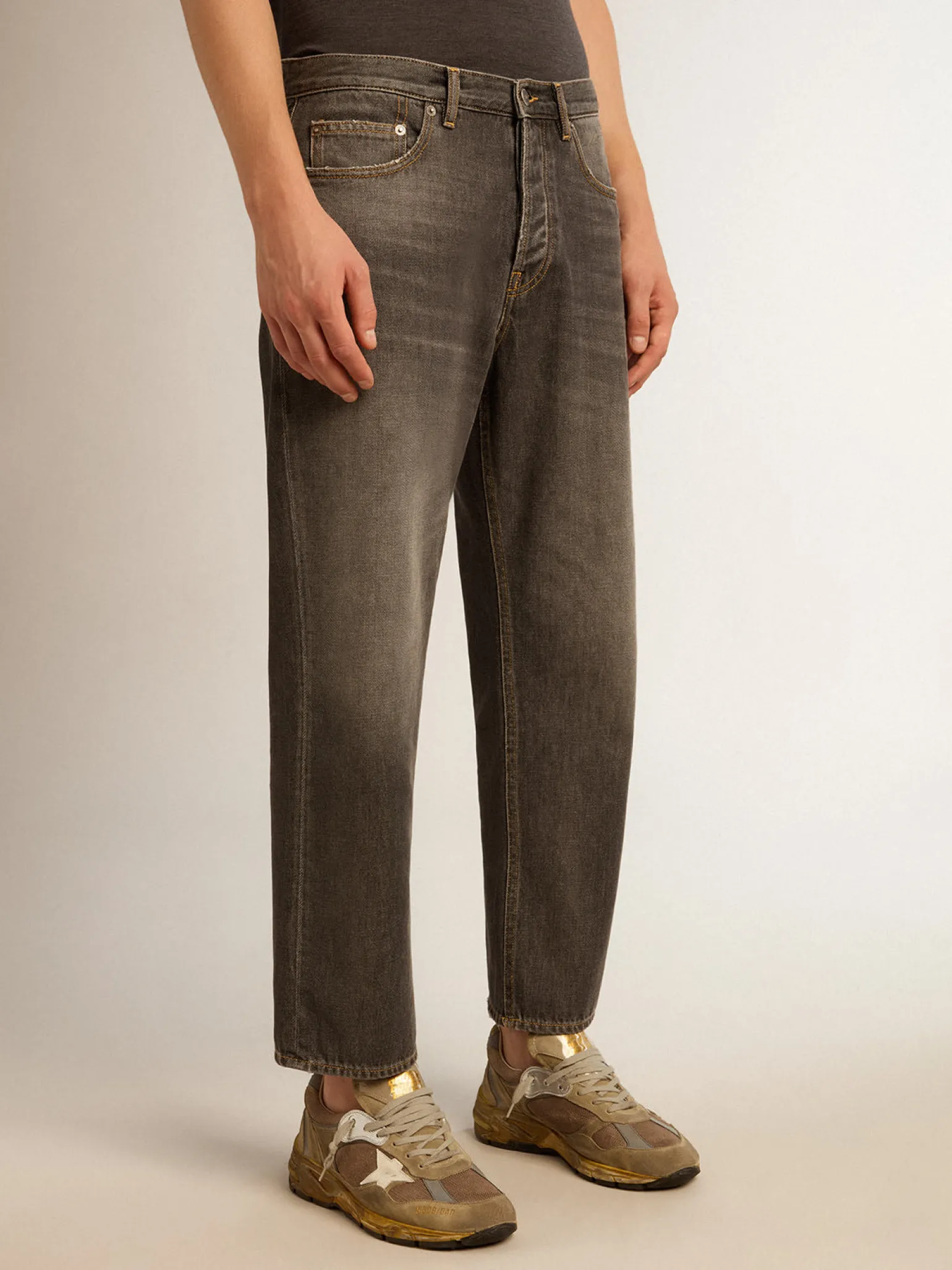 Discount Calça jeans preta masculina com efeito desbotado Jeans e calças