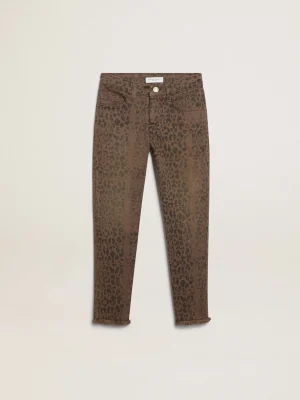Discount Calça jeans skinny infantil feminina com estampa animal print Bottoms (4-12 years)