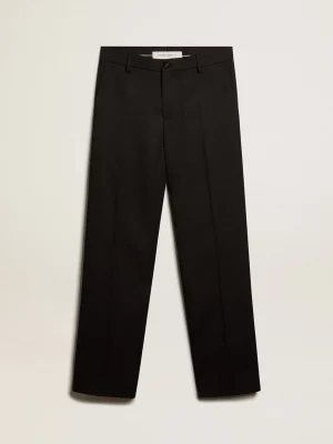 Cheap Calça smoking masculina em gabardine de lã preta Jeans e calças