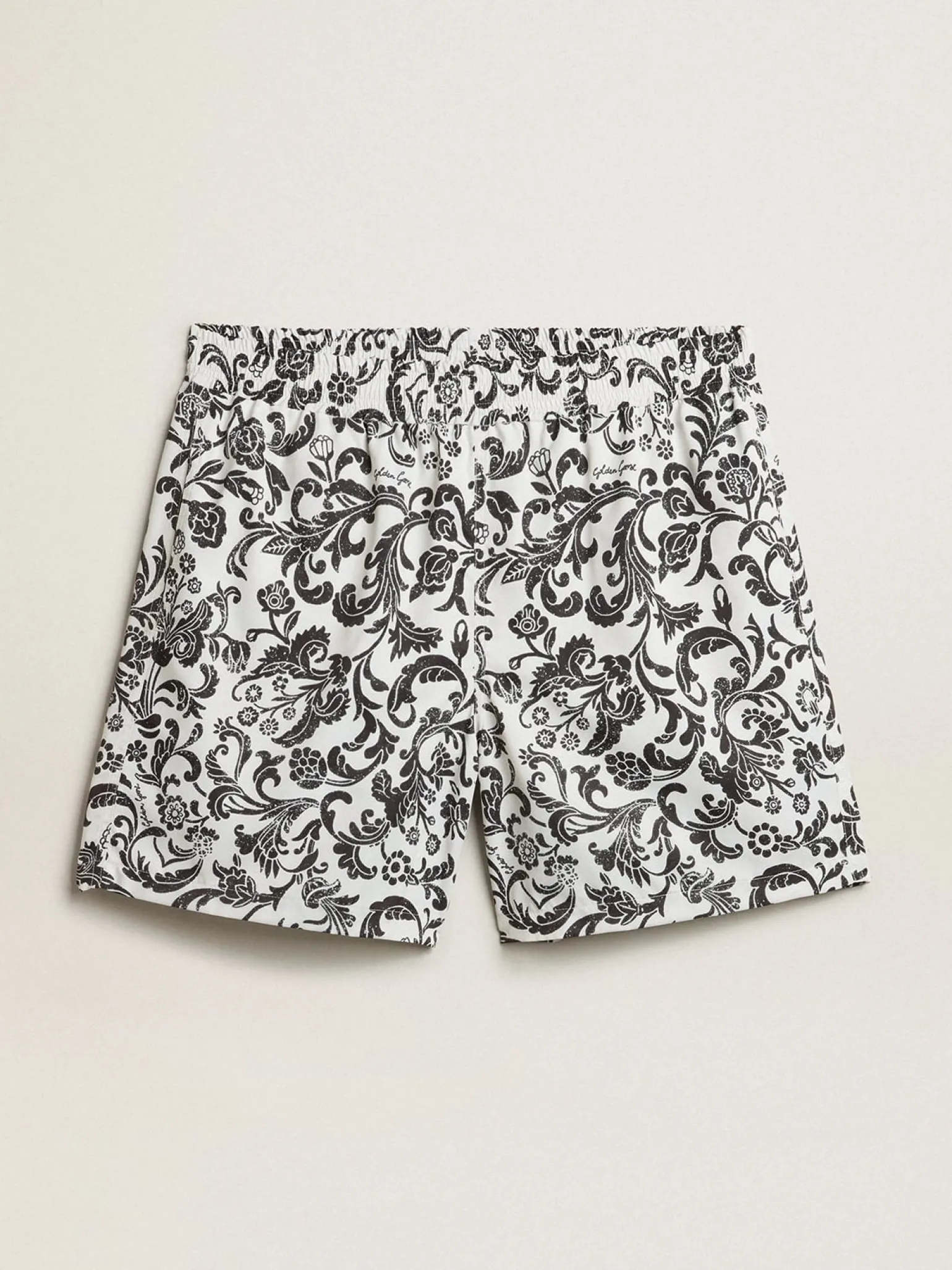 Flash Sale Calção boxer com estampa branca e preta all-over Beachwear