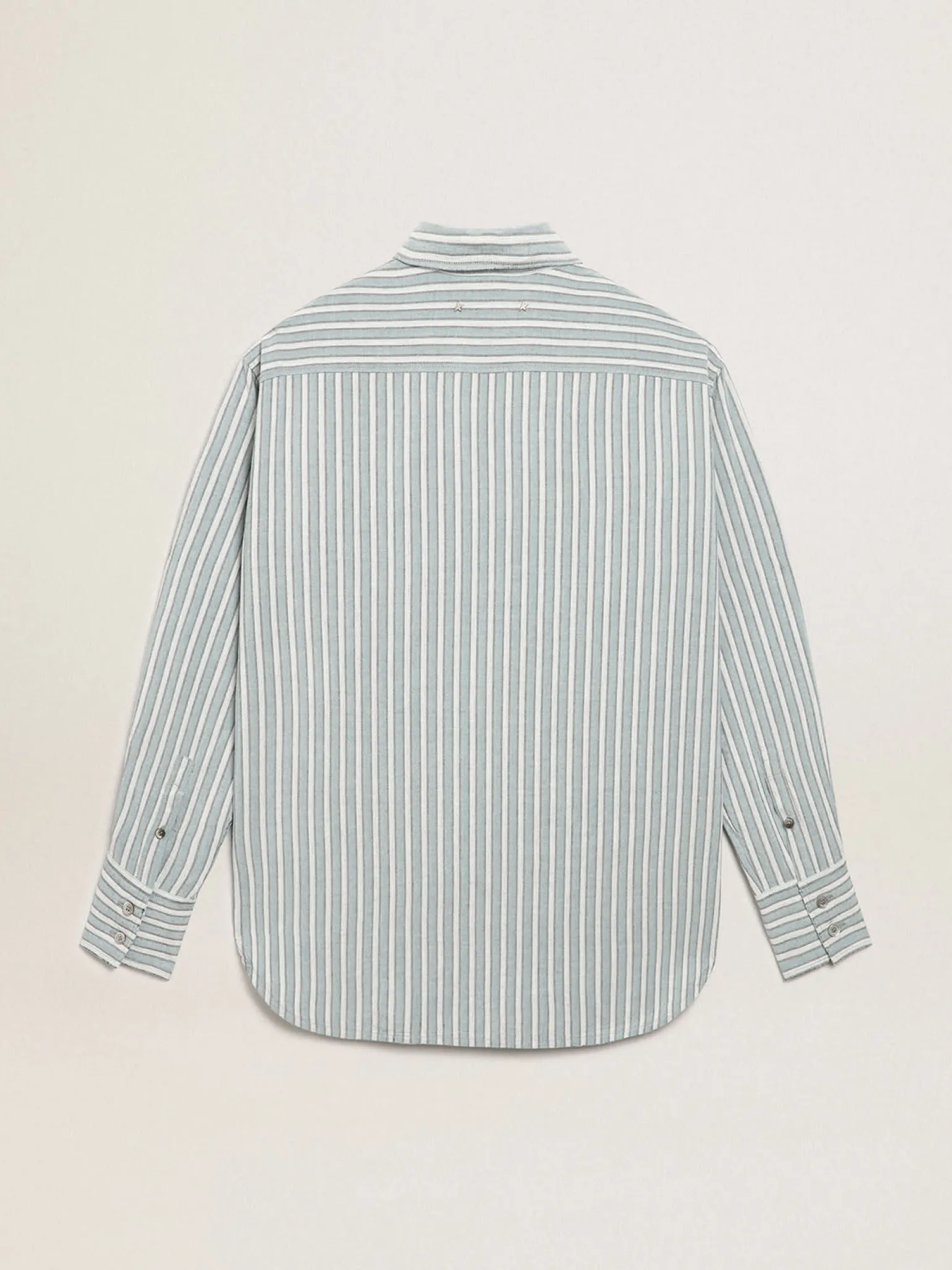 Best Sale Camisa boyfriend feminina com listras cor de água MULHER Camisas