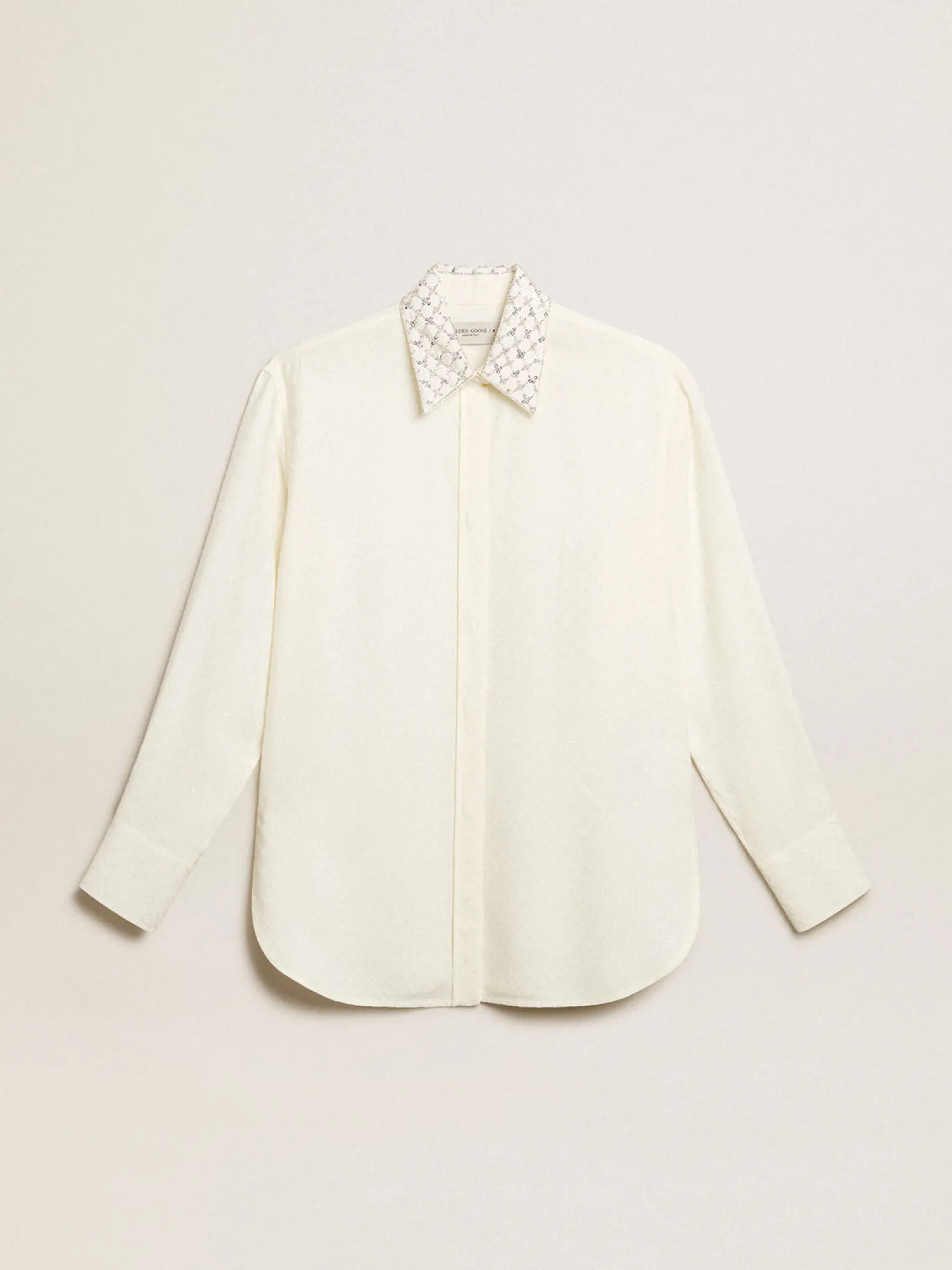 Cheap Camisa cor branco antigo com padrão jacquard e bordados MULHER Camisas