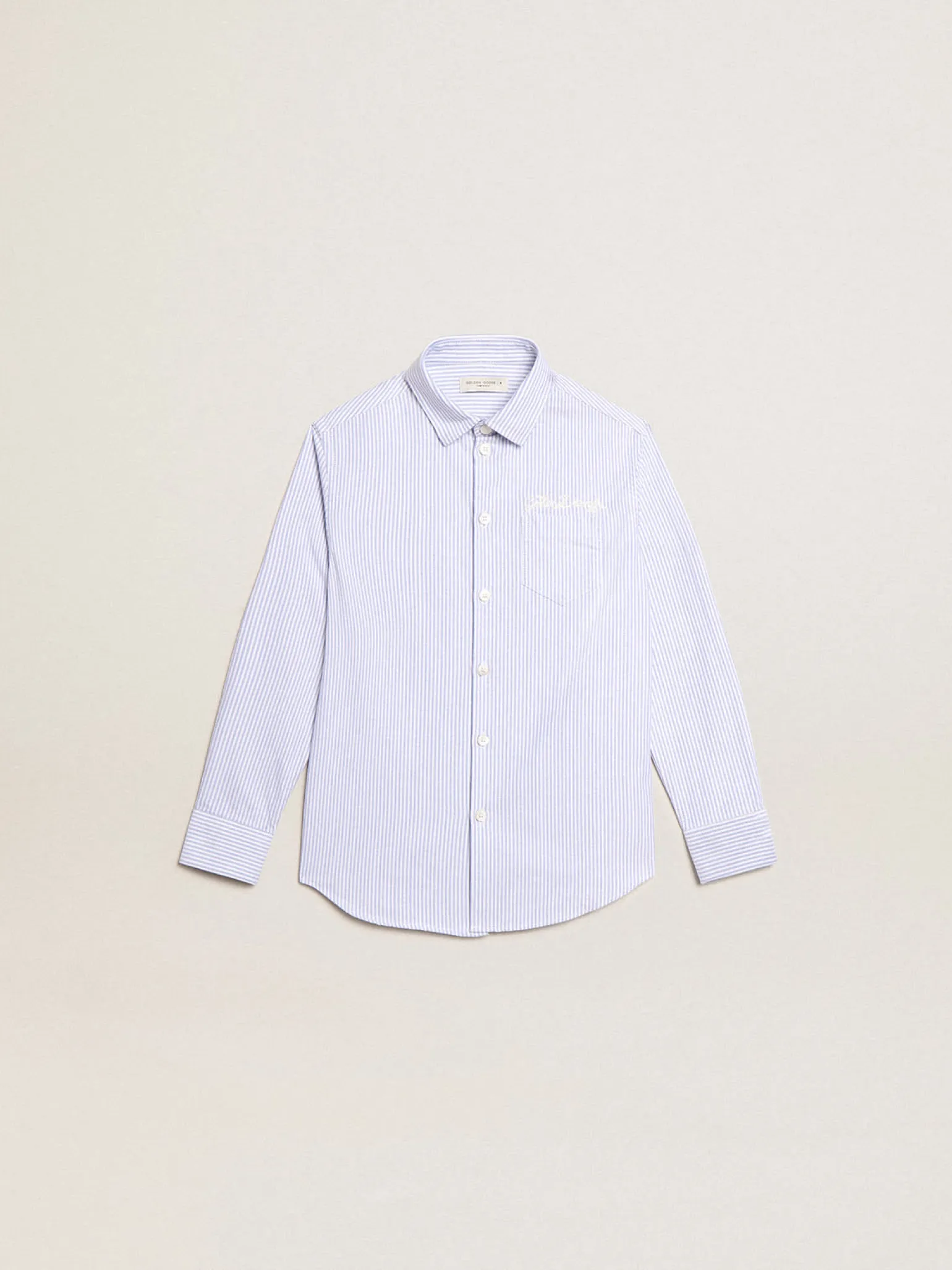 New Camisa infantil masculina com listras azuis Roupas de cima (4-12 years)