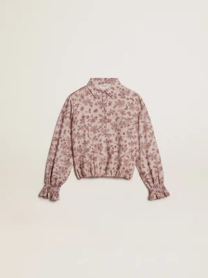Discount Camisa polo de viscose rosa pálido com estampa floral Roupas de cima (4-12 years)