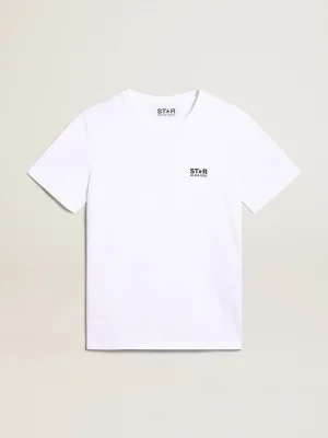 Flash Sale Camiseta branca com logo preto em contraste na frente Camisetas
