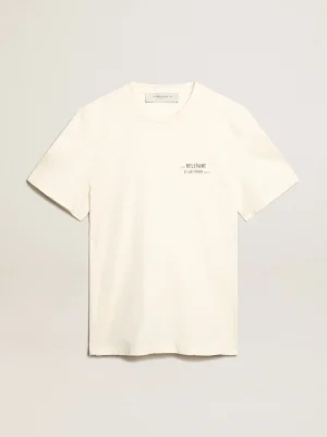 Flash Sale Camiseta branca com tratamento desgastado com escrita Camisetas