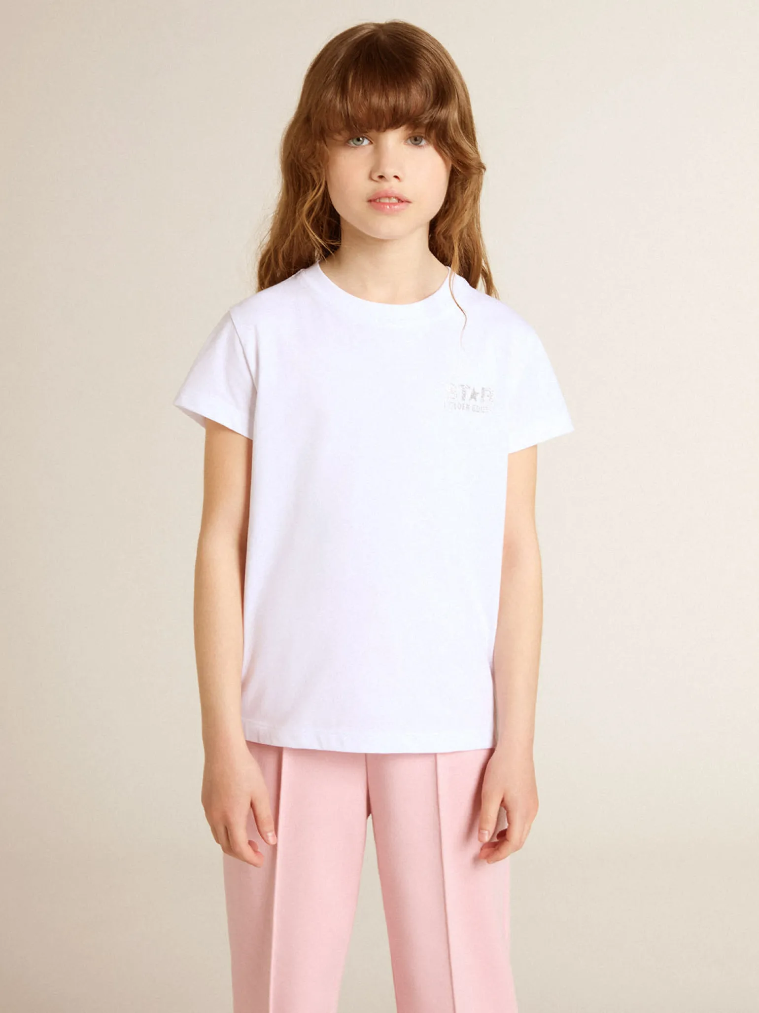 Best Sale Camiseta branca e prateada com logo e maxi estrela de glitter prateado Roupas de cima (4-12 years)