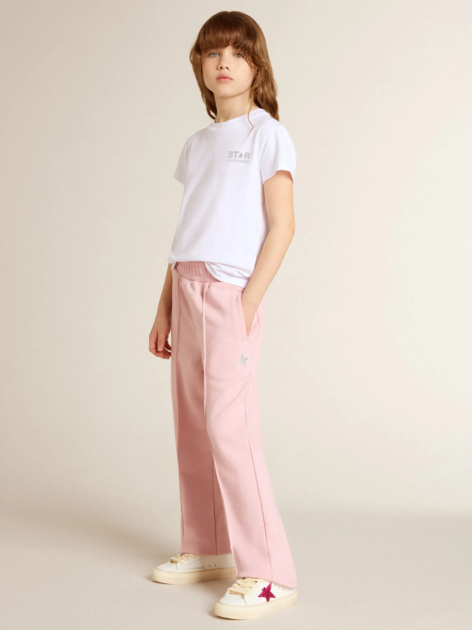 Best Sale Camiseta branca e prateada com logo e maxi estrela de glitter prateado Roupas de cima (4-12 years)