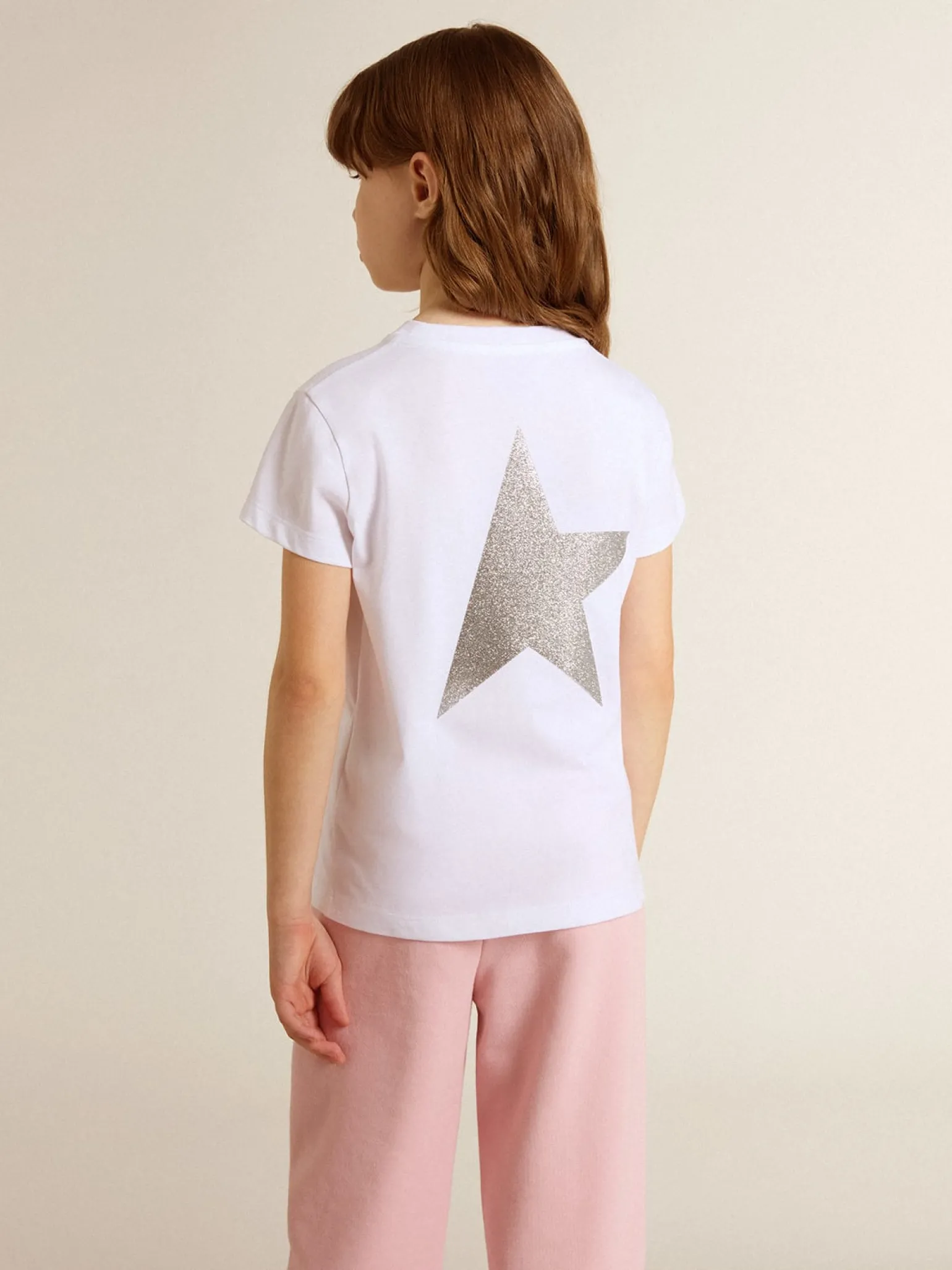 Best Sale Camiseta branca e prateada com logo e maxi estrela de glitter prateado Roupas de cima (4-12 years)