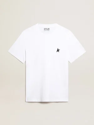 Discount Camiseta branca masculina com estrela azul-escura na frente Camisetas