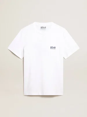 Best Camiseta branca masculina com estrela azul-escura nas costas Camisetas