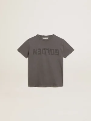 Hot Camiseta cinza infantil masculina com tratamento desgastado Roupas de cima (4-12 years)