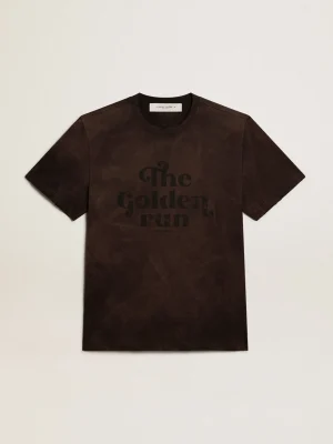Clearance Camiseta de algodão antracite com escrita na frente Camisetas