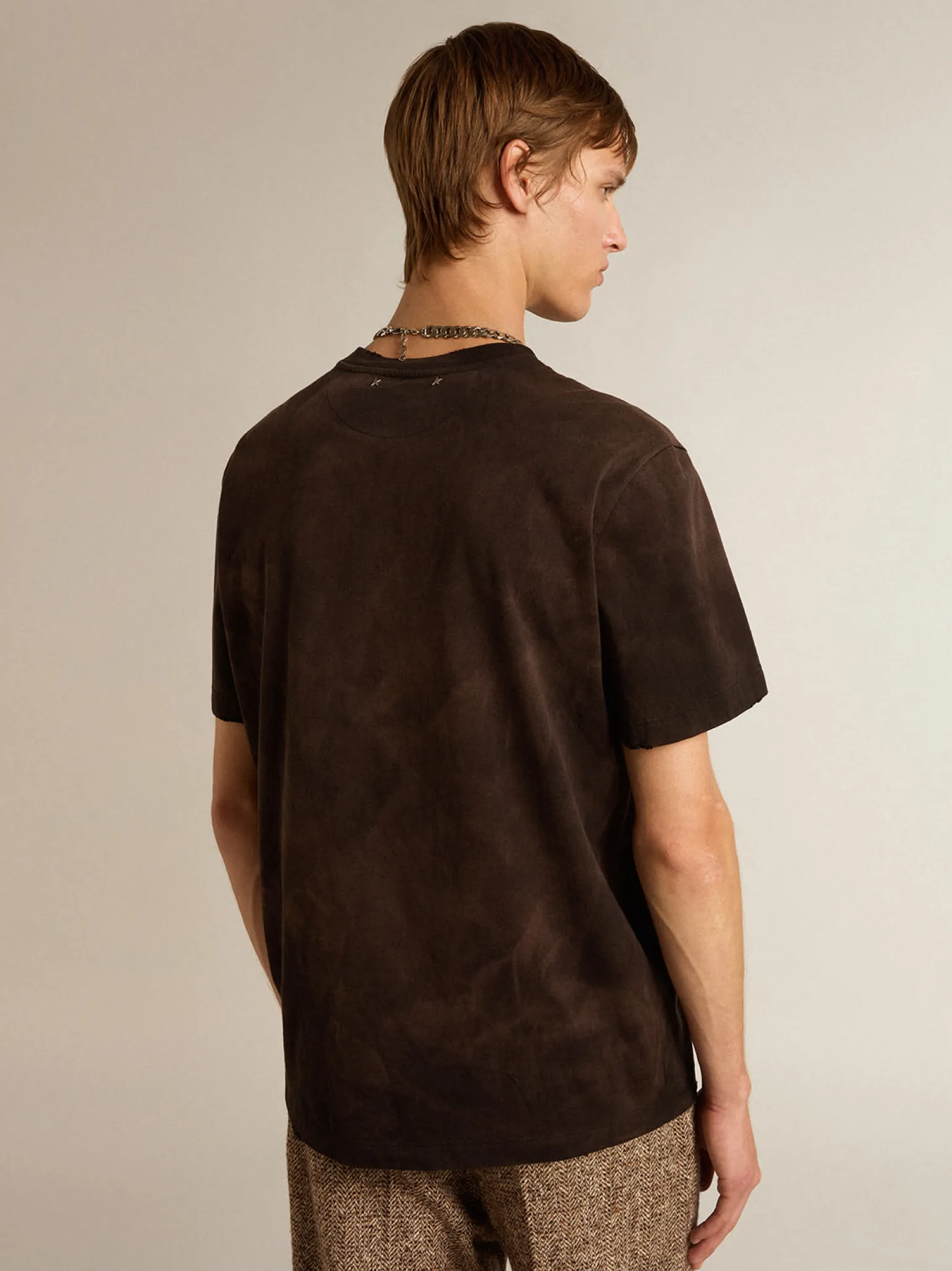 Clearance Camiseta de algodão antracite com escrita na frente Camisetas