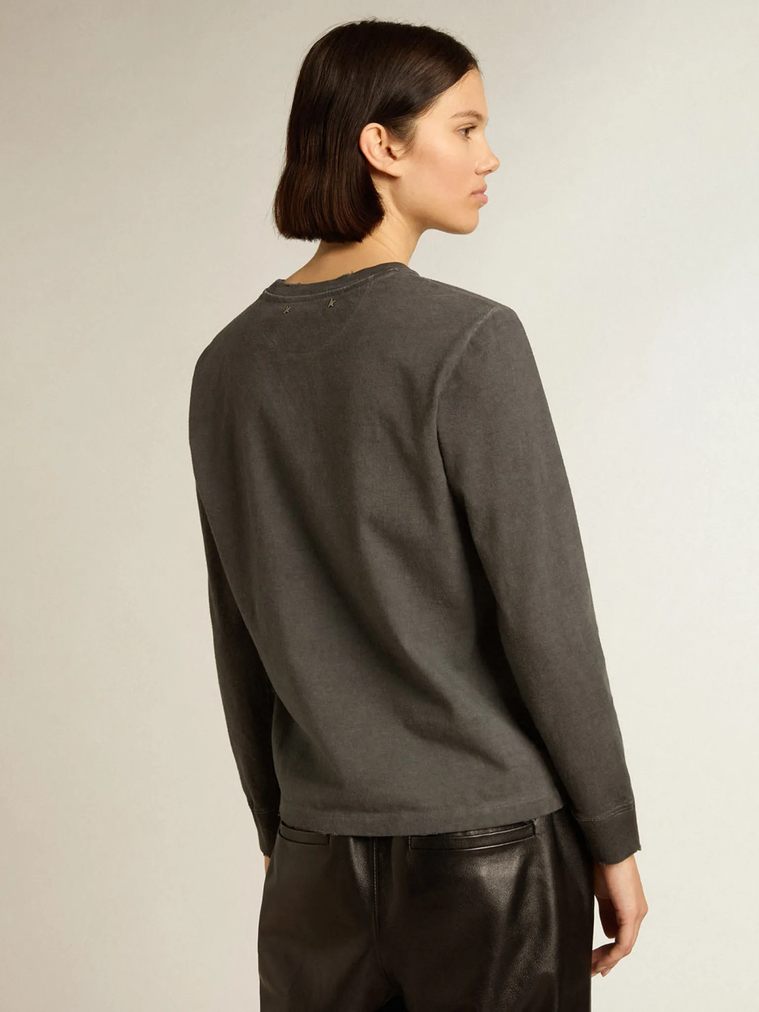 Flash Sale Camiseta de algodão antracite com estampa na frente MULHER Camisetas