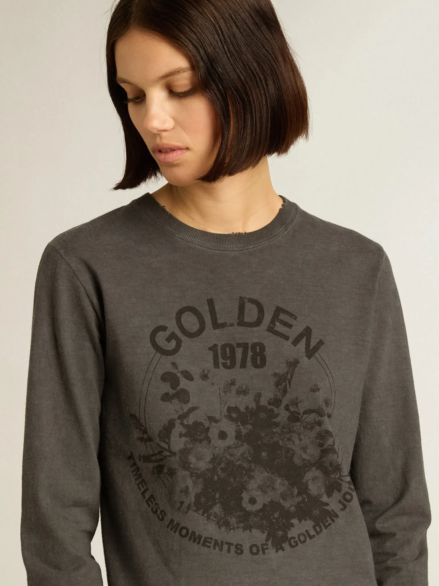 Flash Sale Camiseta de algodão antracite com estampa na frente MULHER Camisetas