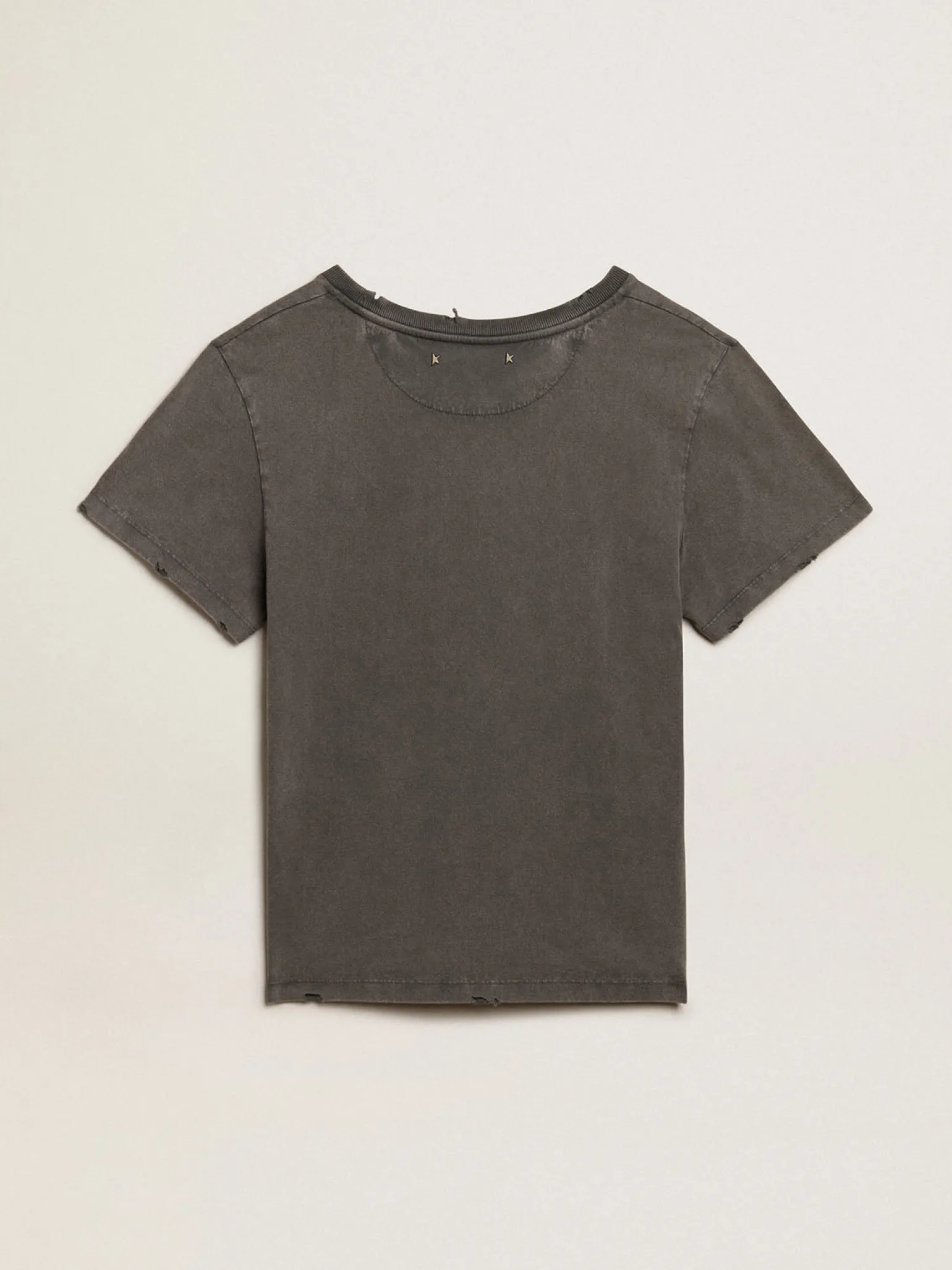 Hot Camiseta de caimento slim cinza antracite com tratamento desgastado MULHER Camisetas