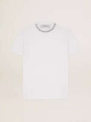 Cheap Camiseta feminina branca com cristais cabochão MULHER Camisetas