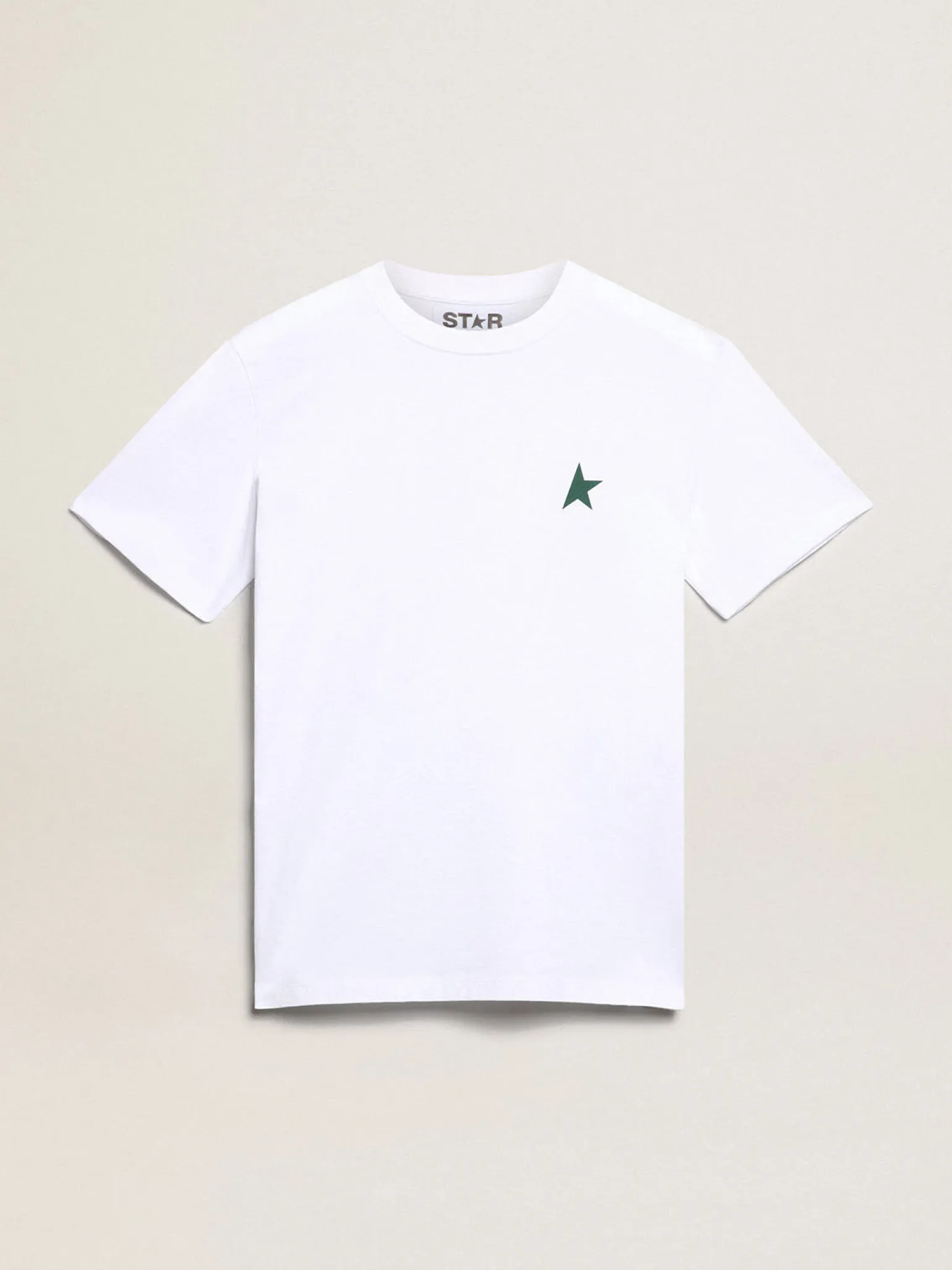 Discount Camiseta feminina branca com estrela verde na frente MULHER Camisetas