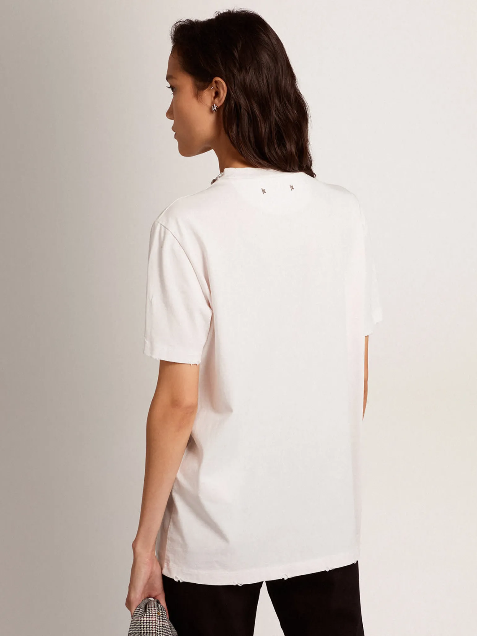 Cheap Camiseta feminina branca com cristais cabochão MULHER Camisetas