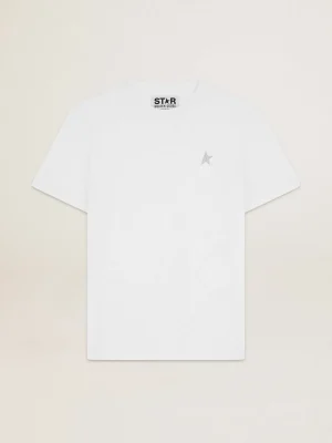 Best Camiseta masculina branca com estrela de glitter prateado na frente Beachwear | Camisetas