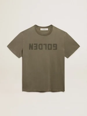 Best Camiseta masculina verde-oliva com inscrição Golden Camisetas