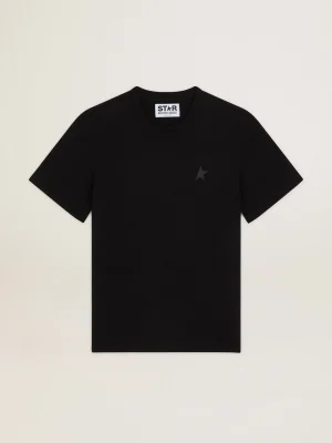 Sale Camiseta preta Coleção Star com estrela tom sobre tom na frente Camisetas