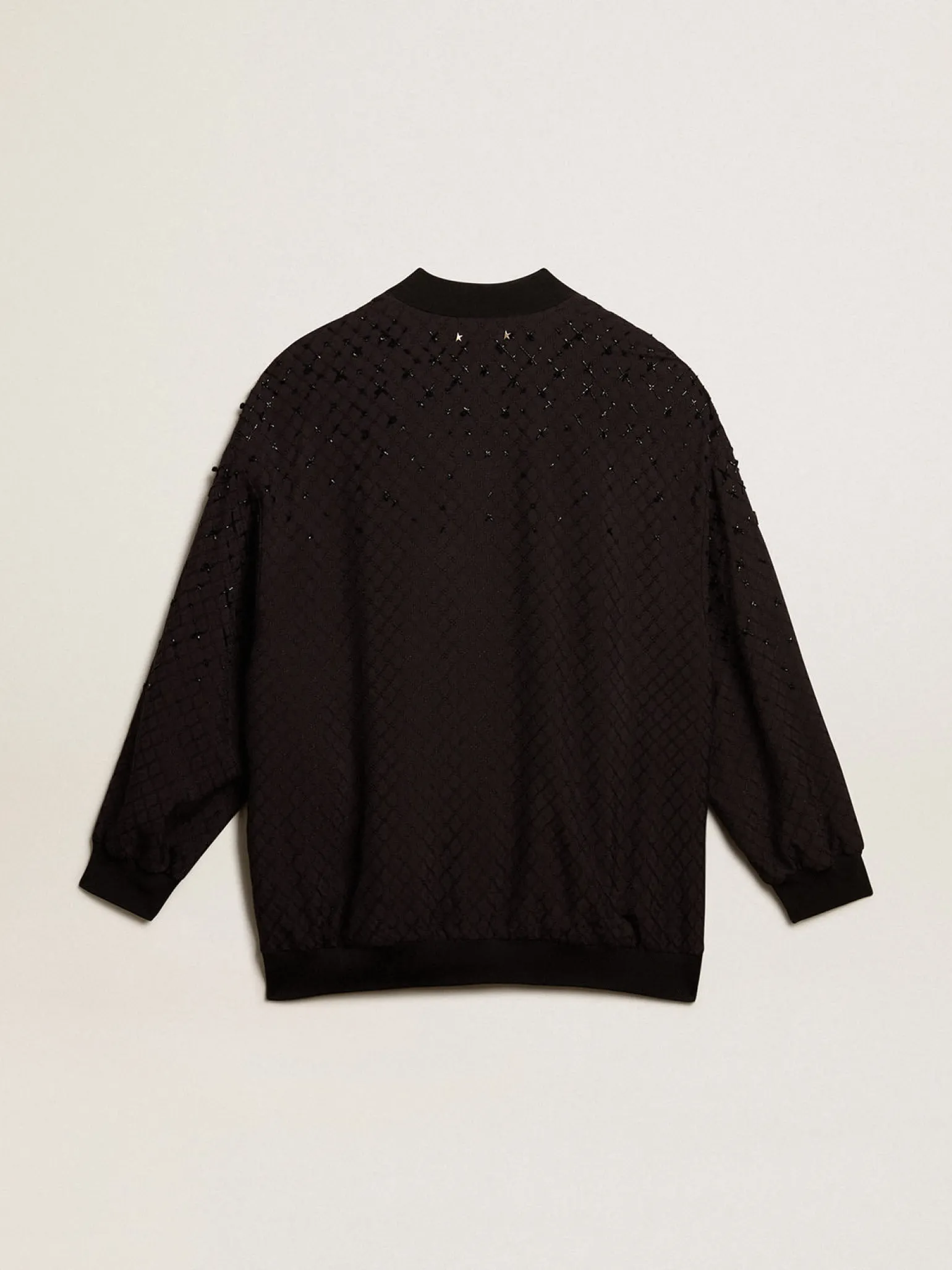 Outlet Cardigã feminino preto com bordado degradê MULHER Malhas