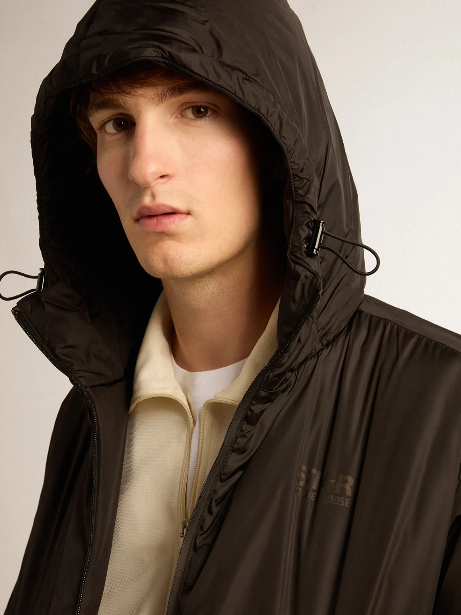 Cheap Casaco acolchoado longo masculino Coleção Star preto com capuz Casacos e blusões